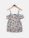 Women's floral print Narrow Strap Top with cut-out shoulder (plus size)